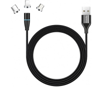 Дата кабель USB 2.0 AM to Lightning + Micro 5P + Type-C 1.0m Magnetic ColorWay (CW-CBUU038-BK)