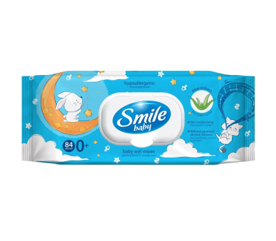 Детские влажные салфетки Smile baby Экстракт алоэ с клапаном 84 шт. (42107450)