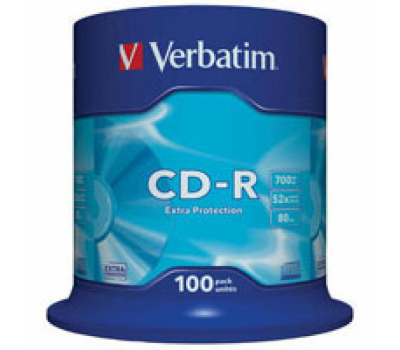 Диск CD Verbatim CD-R 700Mb 52x Cake box 100шт Extra (43411)