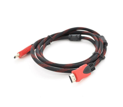 Кабель мультимедийный HDMI to HDMI 1.8m v1.4, OD-7.4mm Black/RED Merlion (YT-HDMI(M)/(M)NY/RD-1.8m)