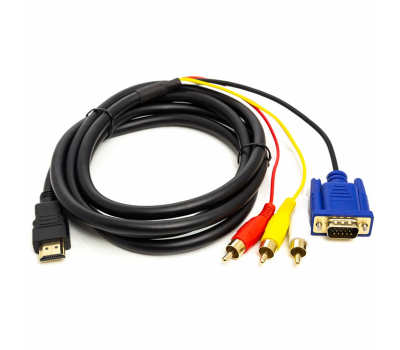 Кабель мультимедийный HDMI to VGA / 3*RCA 1.0m 1080p PowerPlant (CA912018)