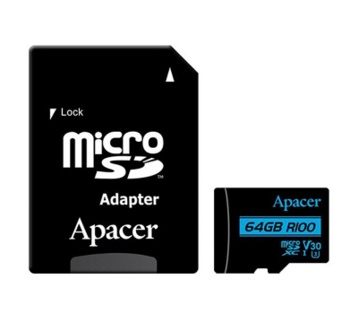Карта памяти Apacer 64GB microSDHC class 10 UHS-I U3 V30 (AP64GMCSX10U7-R)