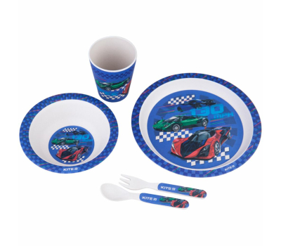 Набор детской посуды Kite Racing с бамбука (5 предметов) (K20-313-2)