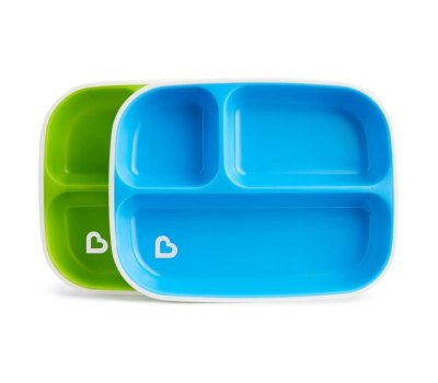 Набор детской посуды Munchkin Splash Divided Plates тарелок 2 шт Зеленая и голубая (46727.01)