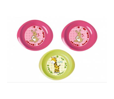 Набор детской посуды Nuvita тарелочки 6м+ 3шт. мелкие розовые и салатовая (NV1428Pink)