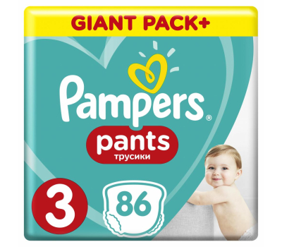 Подгузник Pampers трусики Pants Midi Размер 3 (6-11 кг), 86 шт (8001090994295_8006540067833)