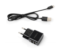 Зарядное устройство Vinga 2 Port USB Wall Charger 2.1A + microUSB cable (VCPWCH2USB2ACMBK)